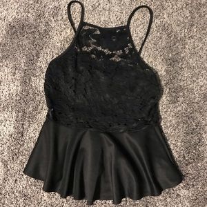 black spaghetti strap fashion top.